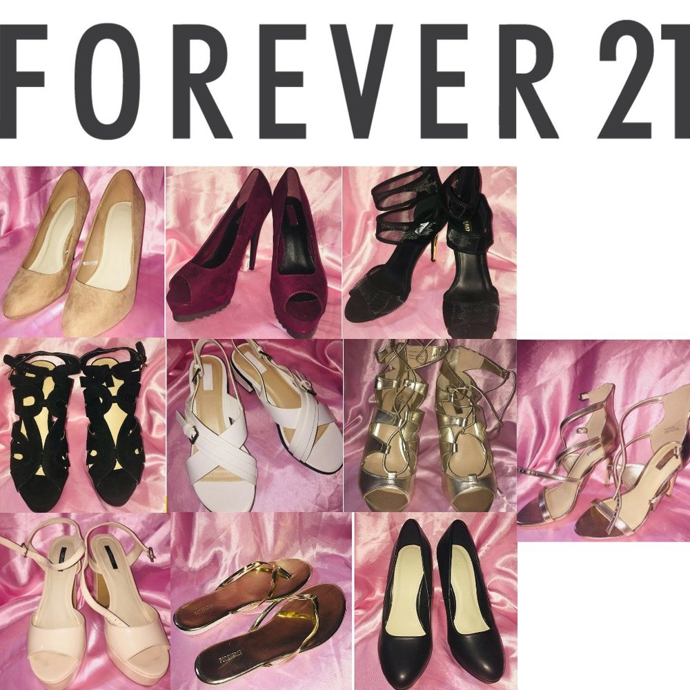 LOT OF 10 FOREVER 21 SIZE 7.5 ~ 8 SHOES HEELS SANDALS NEW/LIGHTLY USED